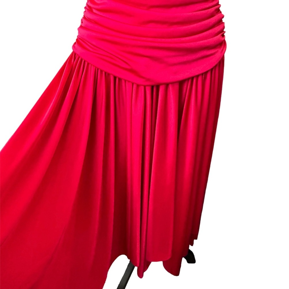 Betsy & Adam Red Halter Dress Size 6 Old Hollywood Marilyn Monroe Evening Gown - Picture 4 of 11